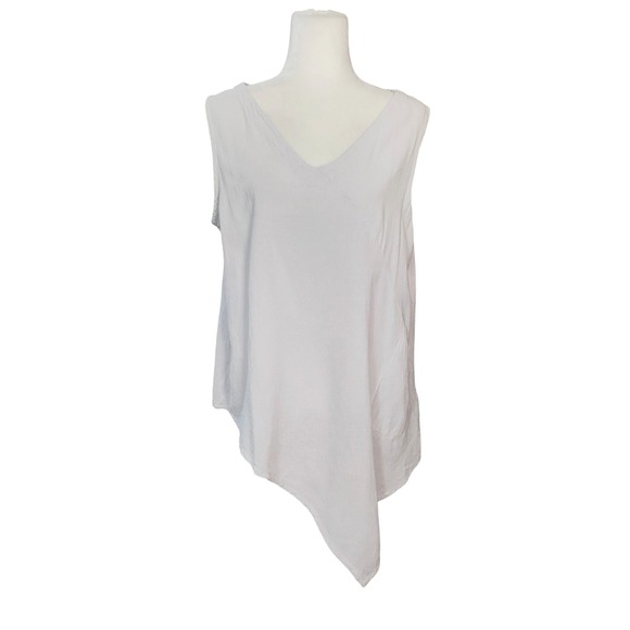 Oh My Gauze Light Gray Allie Cotton Top Asymmetrical Lagenlook Lightweight L XL - Picture 2 of 11